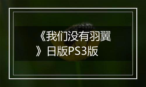 《我们没有羽翼》日版PS3版