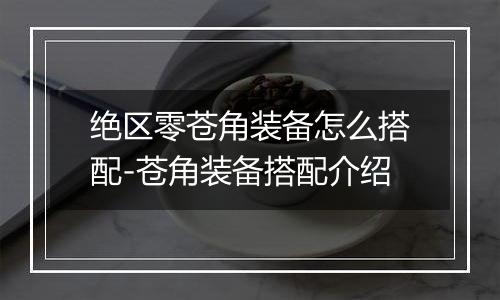绝区零苍角装备怎么搭配-苍角装备搭配介绍