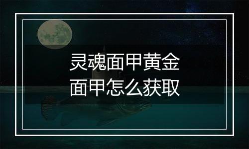 灵魂面甲黄金面甲怎么获取