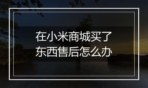 在小米商城买了东西售后怎么办
