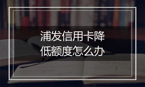 浦发信用卡降低额度怎么办