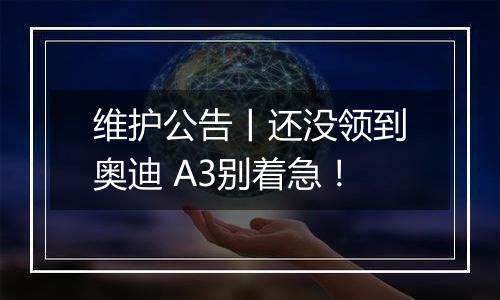 维护公告丨还没领到奥迪 A3别着急！