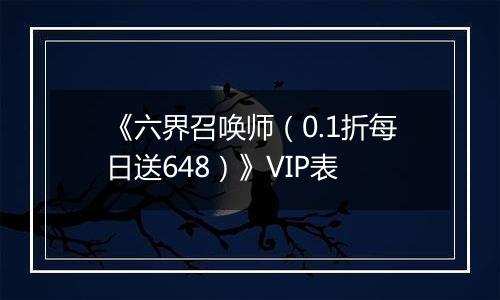 《六界召唤师（0.1折每日送648）》VIP表