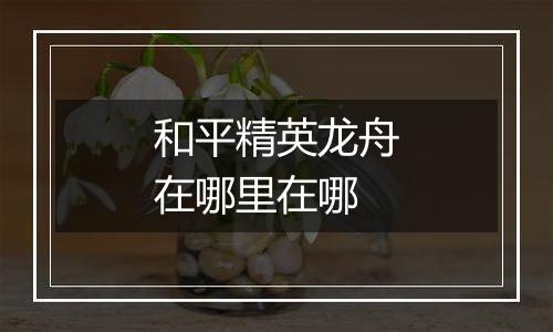 和平精英龙舟在哪里在哪