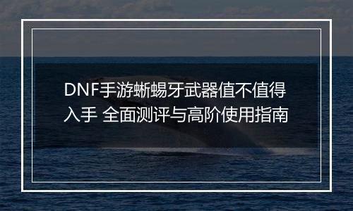DNF手游蜥蜴牙武器值不值得入手 全面测评与高阶使用指南