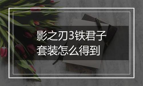 影之刃3铁君子套装怎么得到