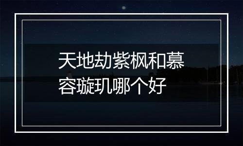 天地劫紫枫和慕容璇玑哪个好
