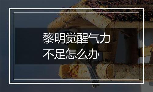 黎明觉醒气力不足怎么办