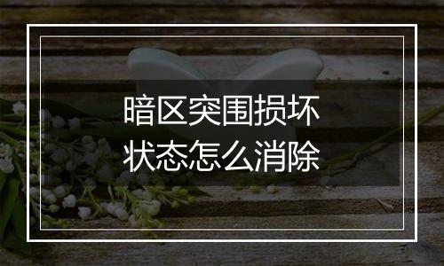 暗区突围损坏状态怎么消除