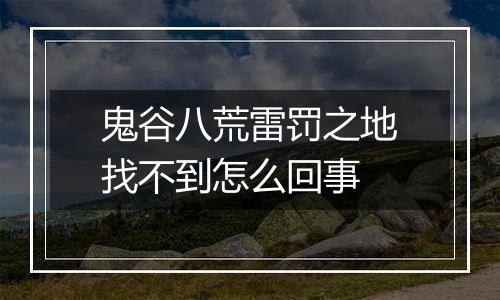 鬼谷八荒雷罚之地找不到怎么回事