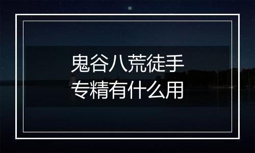 鬼谷八荒徒手专精有什么用