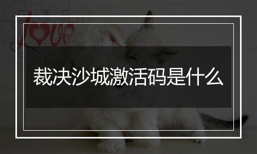 裁决沙城激活码是什么