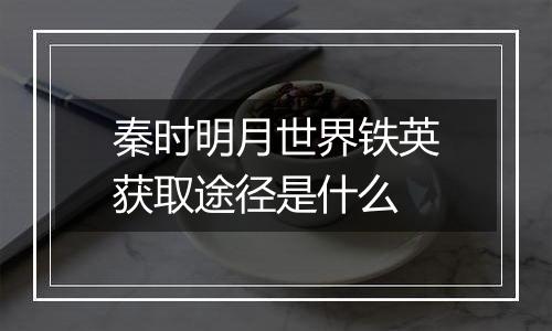 秦时明月世界铁英获取途径是什么