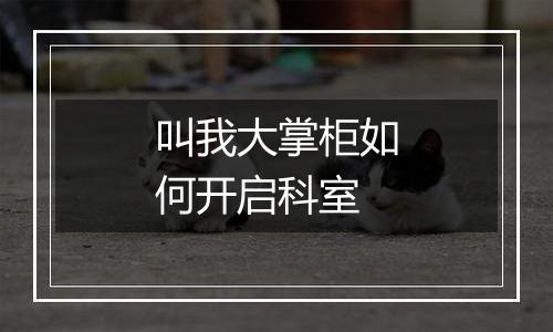 叫我大掌柜如何开启科室