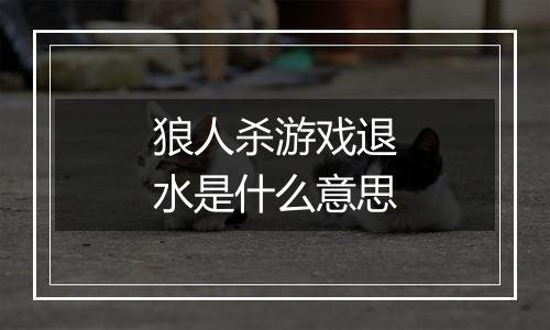 狼人杀游戏退水是什么意思