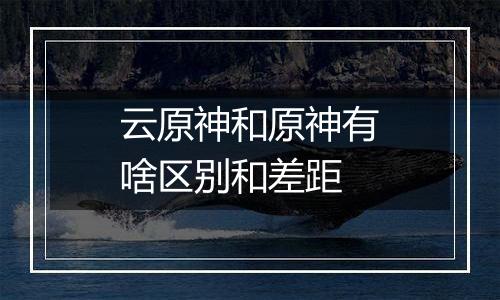 云原神和原神有啥区别和差距