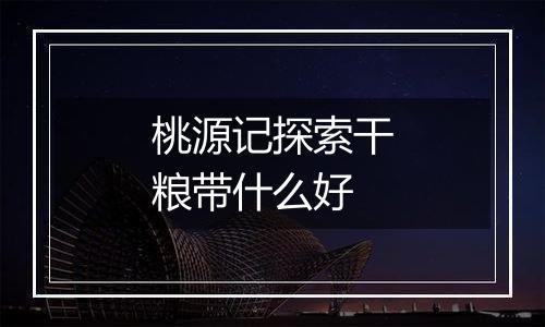 桃源记探索干粮带什么好