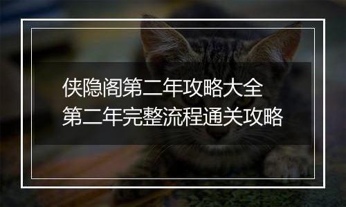 侠隐阁第二年攻略大全 第二年完整流程通关攻略
