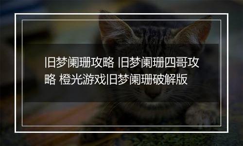 旧梦阑珊攻略 旧梦阑珊四哥攻略 橙光游戏旧梦阑珊破解版