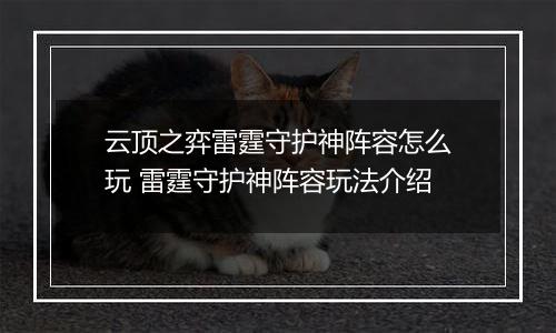 云顶之弈雷霆守护神阵容怎么玩 雷霆守护神阵容玩法介绍