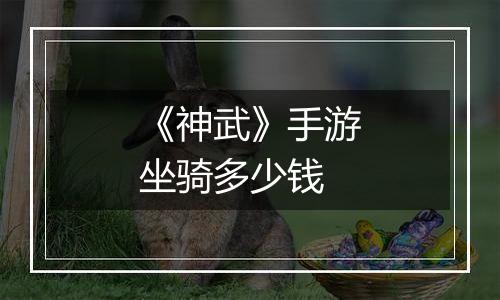 《神武》手游坐骑多少钱