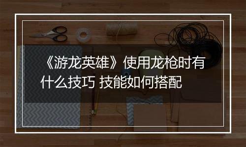 《游龙英雄》使用龙枪时有什么技巧 技能如何搭配