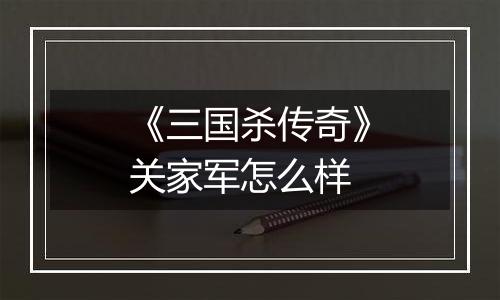 《三国杀传奇》关家军怎么样