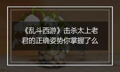 《乱斗西游》击杀太上老君的正确姿势你掌握了么