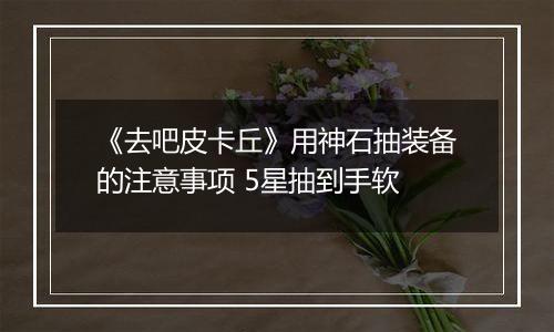 《去吧皮卡丘》用神石抽装备的注意事项 5星抽到手软