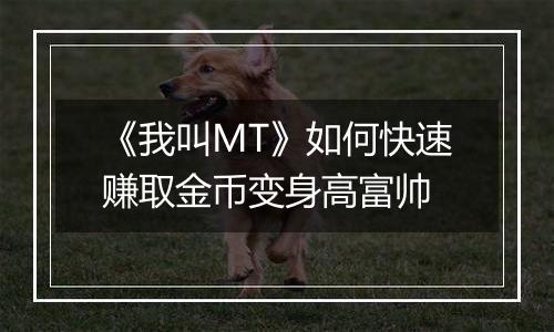 《我叫MT》如何快速赚取金币变身高富帅