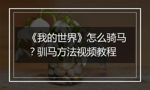 《我的世界》怎么骑马？驯马方法视频教程