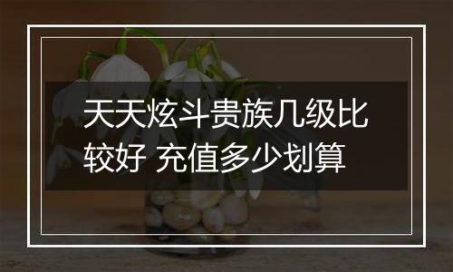 天天炫斗贵族几级比较好 充值多少划算