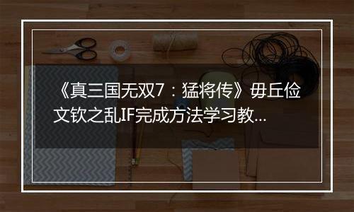 《真三国无双7：猛将传》毋丘俭文钦之乱IF完成方法学习教程