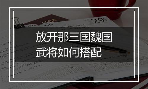 放开那三国魏国武将如何搭配