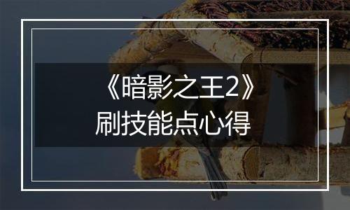 《暗影之王2》刷技能点心得
