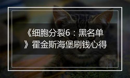 《细胞分裂6：黑名单》霍金斯海堡刷钱心得