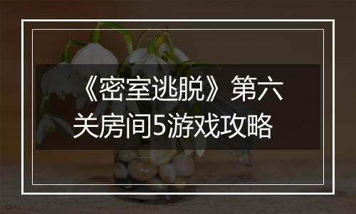 《密室逃脱》第六关房间5游戏攻略