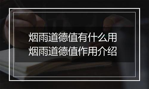 烟雨道德值有什么用 烟雨道德值作用介绍