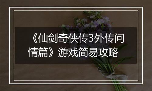 《仙剑奇侠传3外传问情篇》游戏简易攻略