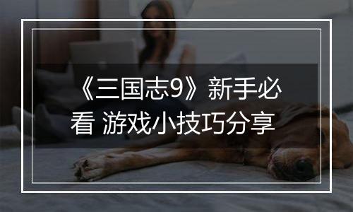 《三国志9》新手必看 游戏小技巧分享