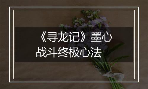 《寻龙记》墨心战斗终极心法