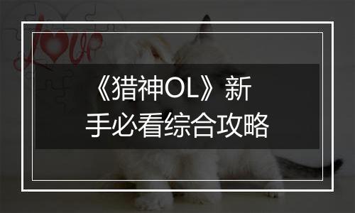 《猎神OL》新手必看综合攻略