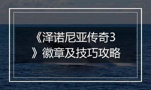 《泽诺尼亚传奇3》徽章及技巧攻略
