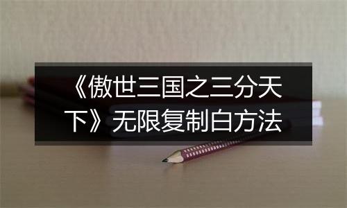 《傲世三国之三分天下》无限复制白方法