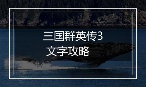 三国群英传3 文字攻略