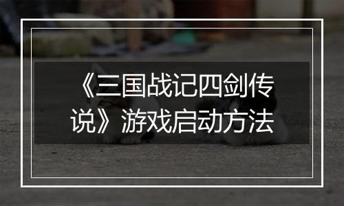 《三国战记四剑传说》游戏启动方法