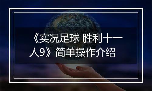 《实况足球 胜利十一人9》简单操作介绍