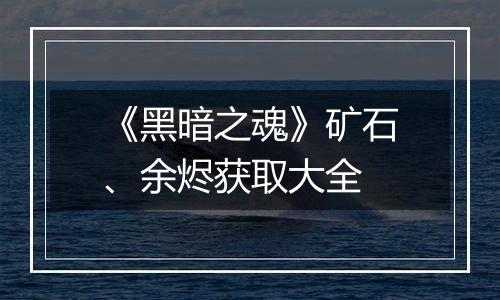 《黑暗之魂》矿石、余烬获取大全