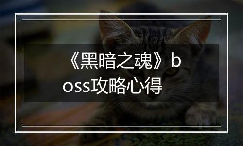 《黑暗之魂》boss攻略心得
