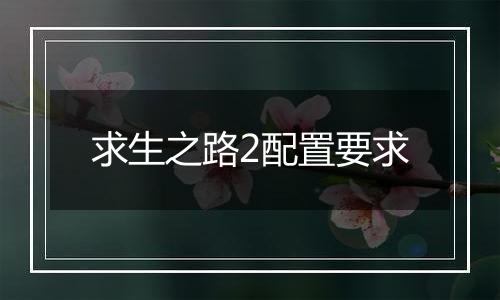 求生之路2配置要求